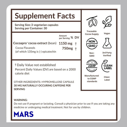 CocoaVia Memory+ Brain Supplement – 750 mg Cocoa Flavanols, Plant-Based & Sugar Free