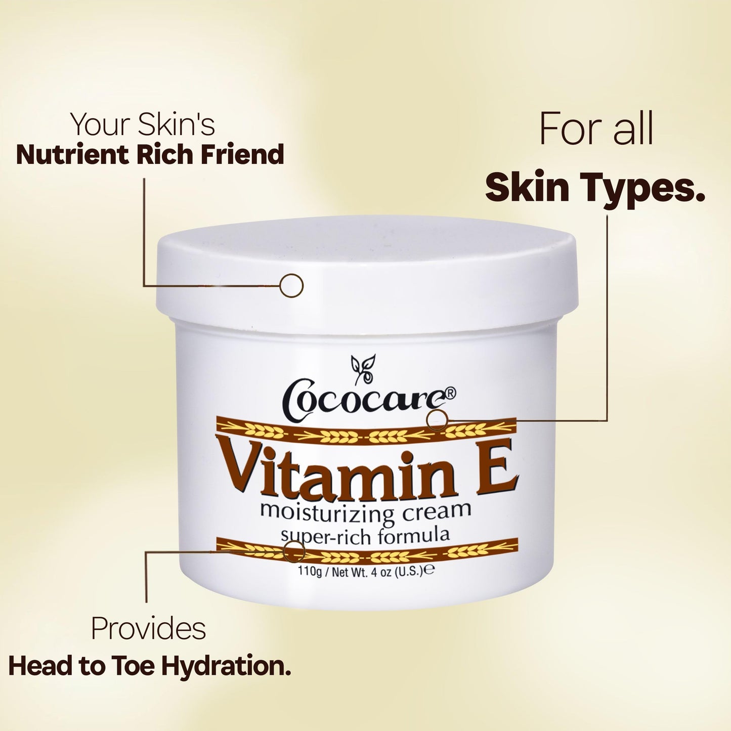 Cococare Vitamin E Super Rich Formula Moisturizing Cream 4 oz - Hydrating Skin Moisturizer