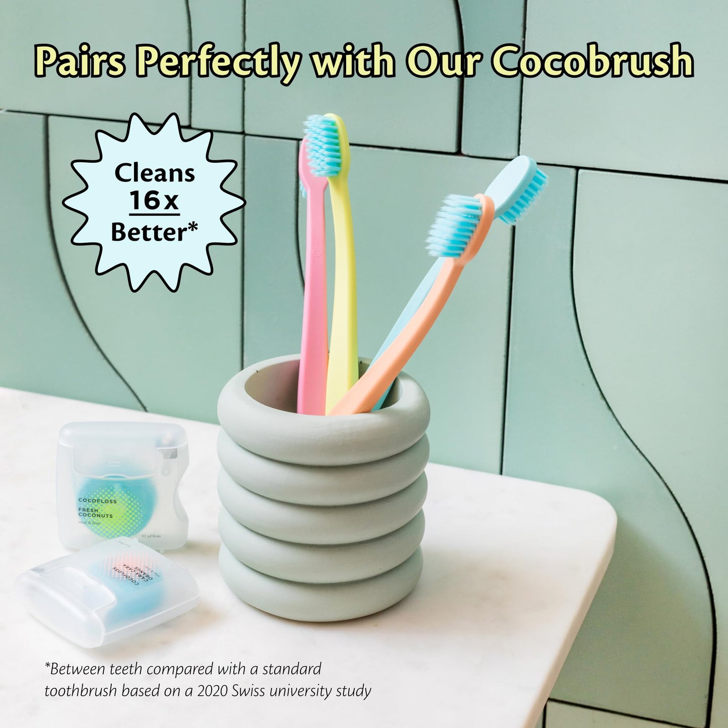 Cocofloss Woven Dental Floss – Dentist-Designed, Strawberry Scent, 33 yd