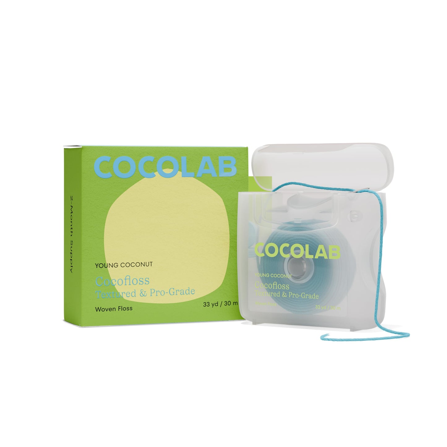 Cocolab Woven Dental Floss – Dentist-Designed, Coconut Scent, Waxed & Expanding Vegan String Floss (33 yd)