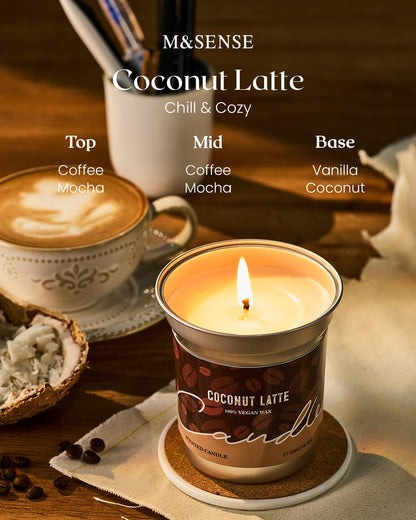 M&SENSE Coconut Latte Candle – 7oz Soy Wax, 42h Burn, Non-Toxic Aromatherapy