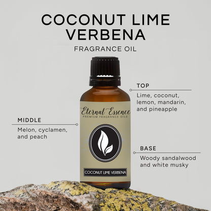 Eternal Essence Oils Coconut Lime Verbena 30ml Premium Fragrance Oil - for Candle, Soap Making, Aromatherapy, Diffusers, Home Care, & Humidifiers