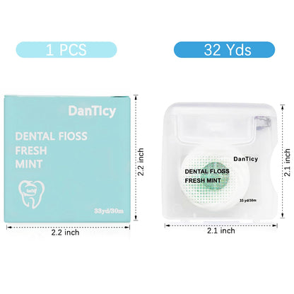Coconut Oil Dental Floss for Wide Spaces – Mint, Waxed, Expands on Contact (Implants, Bridges, Braces)
