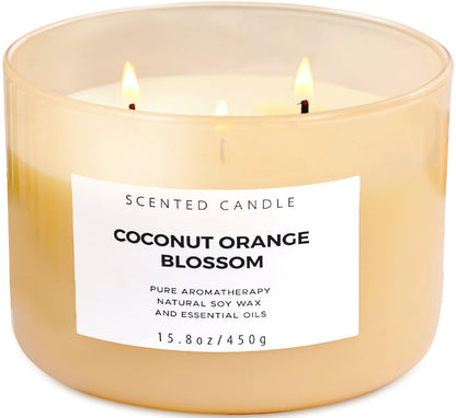 Coconut Orange Blossom 3-Wick Soy Candle – 15.8 oz | Long-Lasting Scent