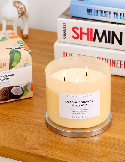 Coconut Orange Blossom 3-Wick Soy Candle – 15.8 oz | Long-Lasting Scent