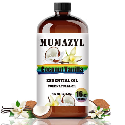 Coconut Vanilla Essential Oil – 16 Fl Oz (480 ml) Amber Bottle for Diffuser, DIY Projects