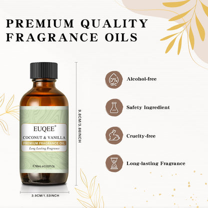 Coconut & Vanilla Fragrance Oils - Premium Essential Oils with Glass Dropper (60 ml / 2.02 fl oz) for Diffusers, Candles & Soaps