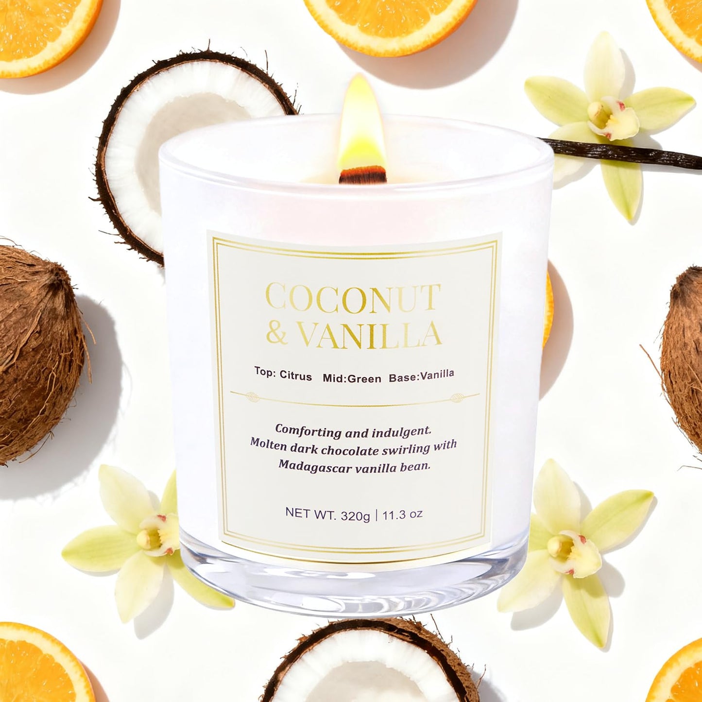 2 Pack Wood Wick Coconut & Vanilla Candle Gift Set | Soy Wax Candles