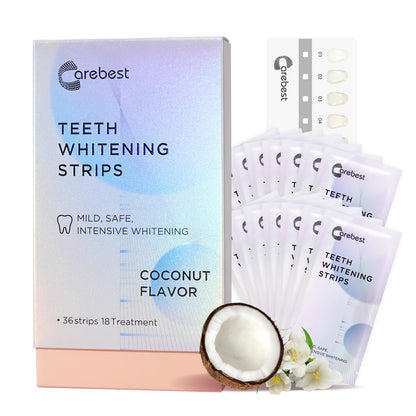 Coconut Whitening Strips – Enamel Safe, Non-Slip (18 Treatments)
