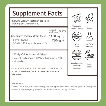 CocoaVia Memory+ Brain Supplement - 90 Day, 750 mg Cocoa Flavanols, Vegan & Gluten Free, 3-Pack