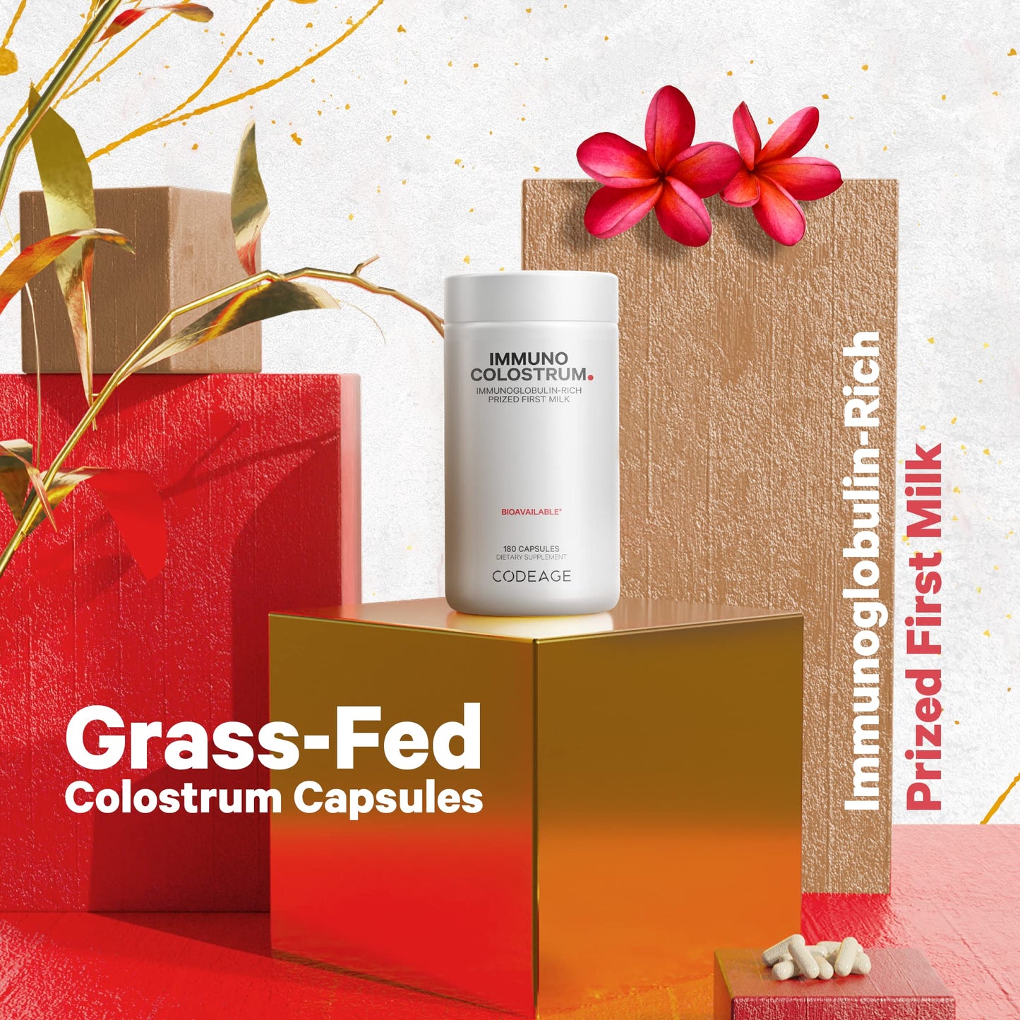 Codeage Colostrum Supplement – Grass-Fed, Non-GMO, Gluten-Free - 180 Capsules