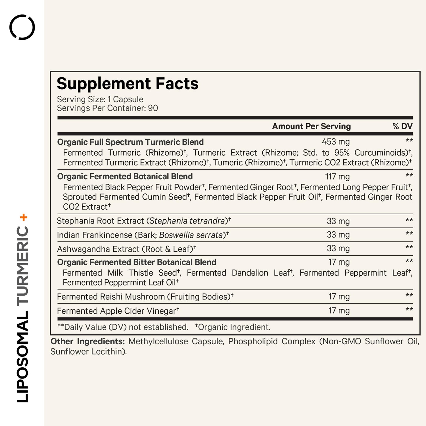 Codeage Organic Turmeric Supplement - 95% Curcumin, Liposomal Fermented Botanicals, 90 Capsules