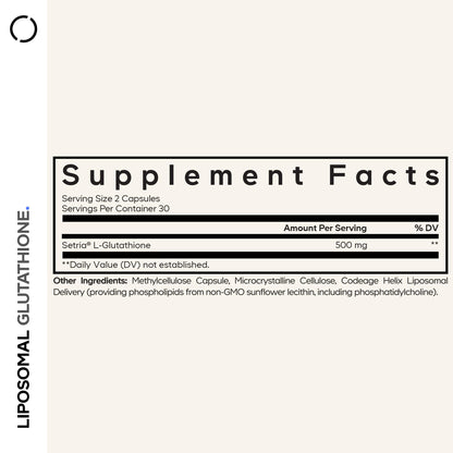 Codeage Liposomal Glutathione Supplement – 500 mg Setria L-Glutathione, Liposomal Delivery, Vegan, Non-GMO