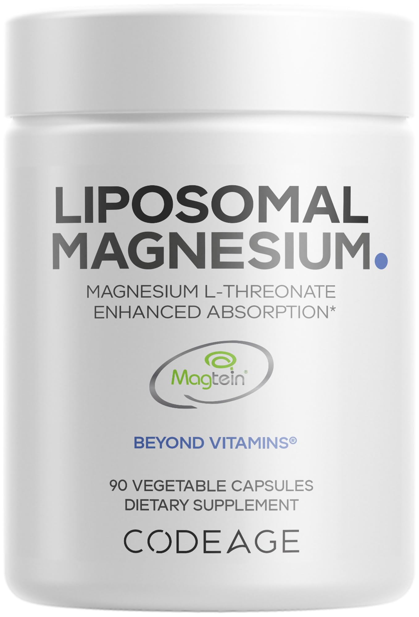 Codeage Liposomal Magnesium L-Threonate – Magtein for Brain Health & Memory Support, 90 Capsules