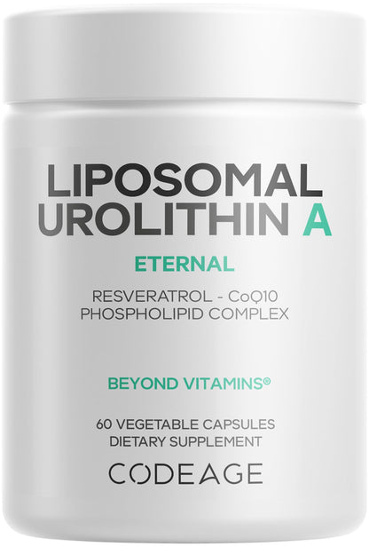 Codeage Liposomal Urolithin A 500mg + Resveratrol | Vegan, Keto, Non-GMO