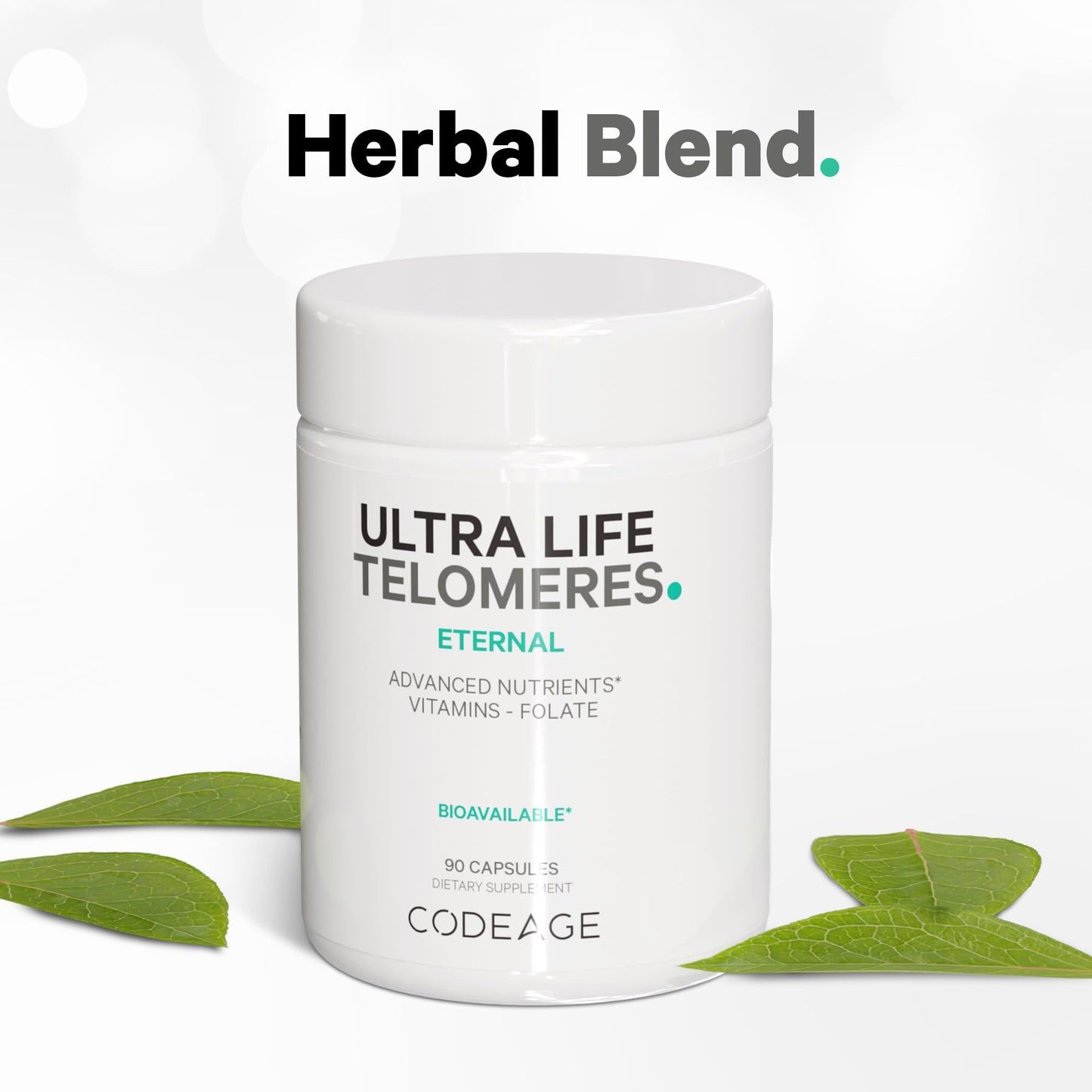 Codeage Ultra Life Telomeres Supplement – 5-MTHF Folate, B12 Methylcobalamin, D3, L-Theanine, Ashwagandha • 3-Month Supply
