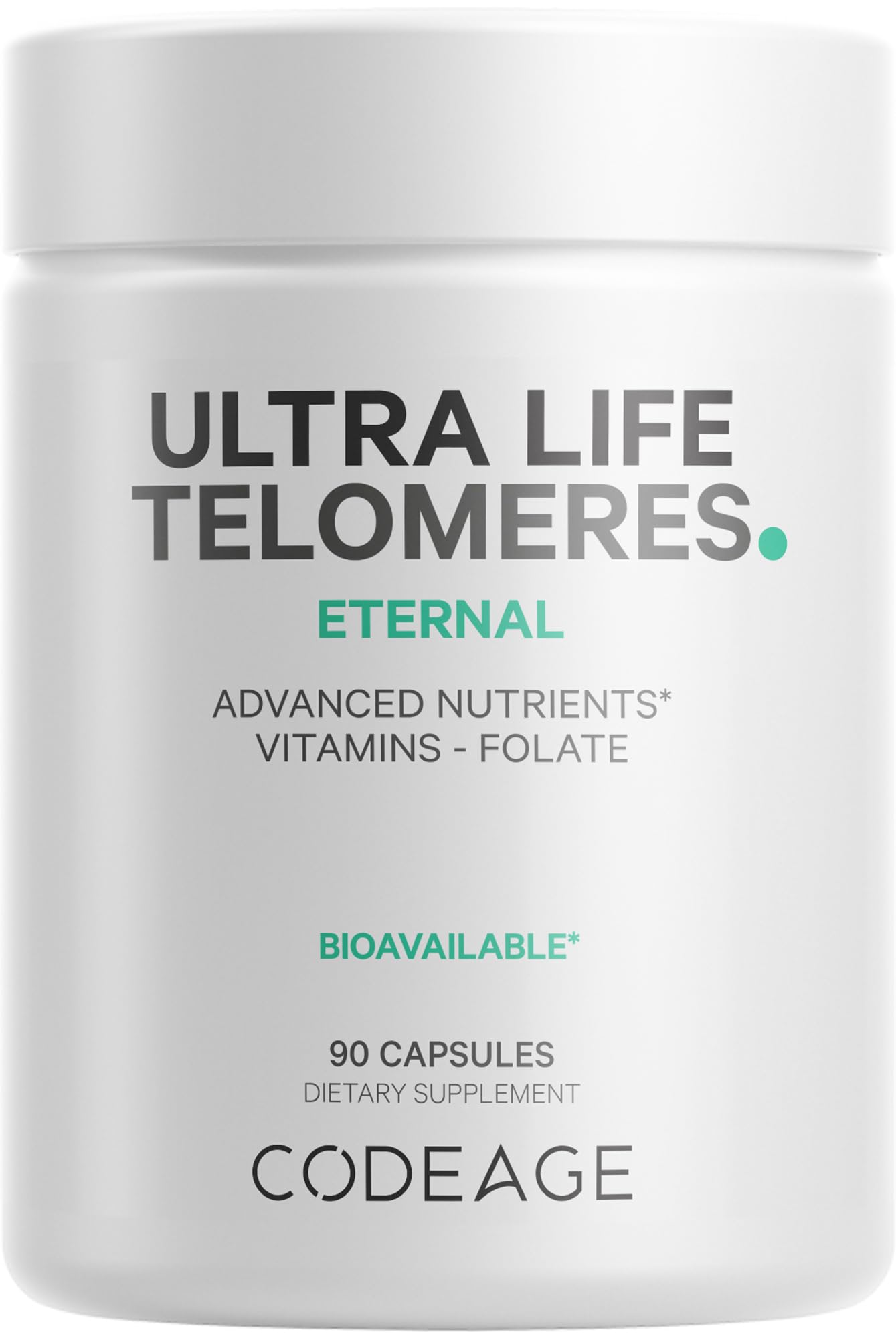 Codeage Ultra Life Telomeres Supplement – 5-MTHF Folate, B12 Methylcobalamin, D3, L-Theanine, Ashwagandha • 3-Month Supply