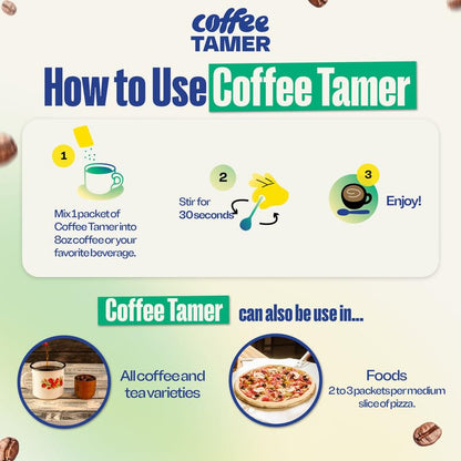 Coffee Tamer Acid Reducer – 50 Packets | Low-Acid Coffee Formula
