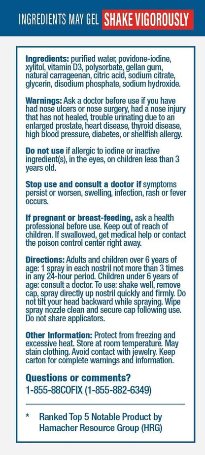 CofixRx Nasal Cleanse Spray – Povidone Iodine, Vitamin D3 & Xylitol (3 Pack)