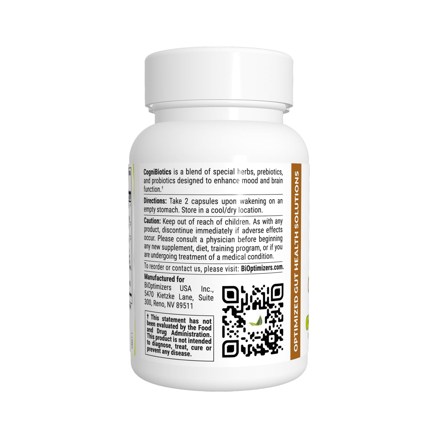 BIOptimizers Cognibiotics Probiotic Brain Supplement – Mood, Focus & Clarity – 30 Capsules