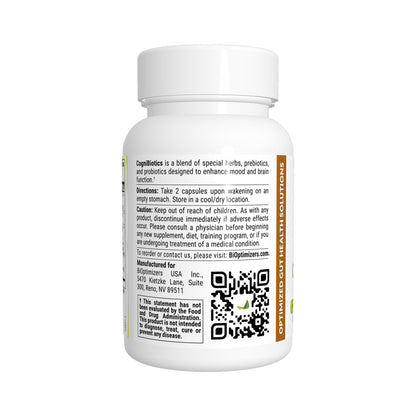BIOptimizers Cognibiotics Probiotic Brain Supplement – Mood, Focus & Clarity – 30 Capsules