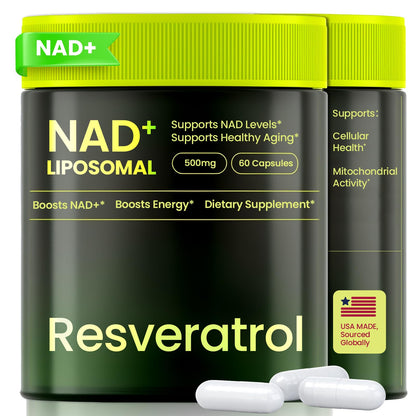 Cohbskj NMNH NAD Nicotinamide Riboside Resveratrol Liposomal NAD+ – 60 Capsules (30-Day Supply)