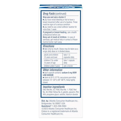 Colace Stool Softener 100 mg – 60 Capsules | Gentle, Doctor-Recommended, Stimulant-Free Relief