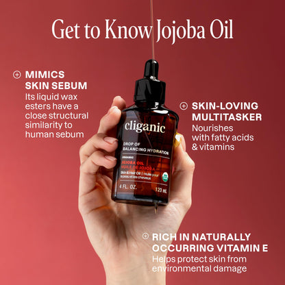 Cliganic Organic Jojoba Oil 32oz Bulk – 100% Pure, Cold-Pressed, Hexane-Free for Hair & Face