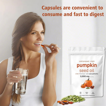 Pumpkin Seed Oil with Saw Palmetto 3000mg – 180 Softgels – Cold Pressed