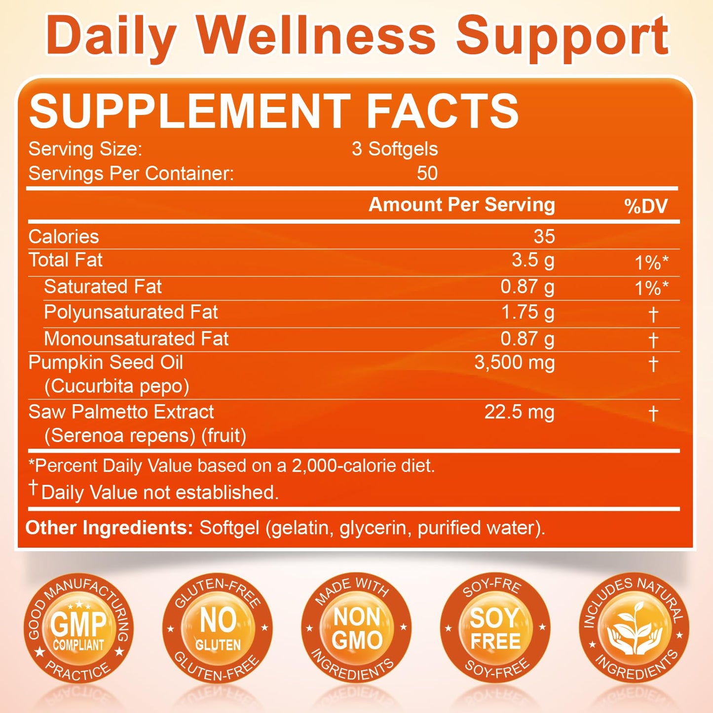 Pumpkin Seed Oil with Saw Palmetto – 3500mg Max Strength Softgels, 150 Count
