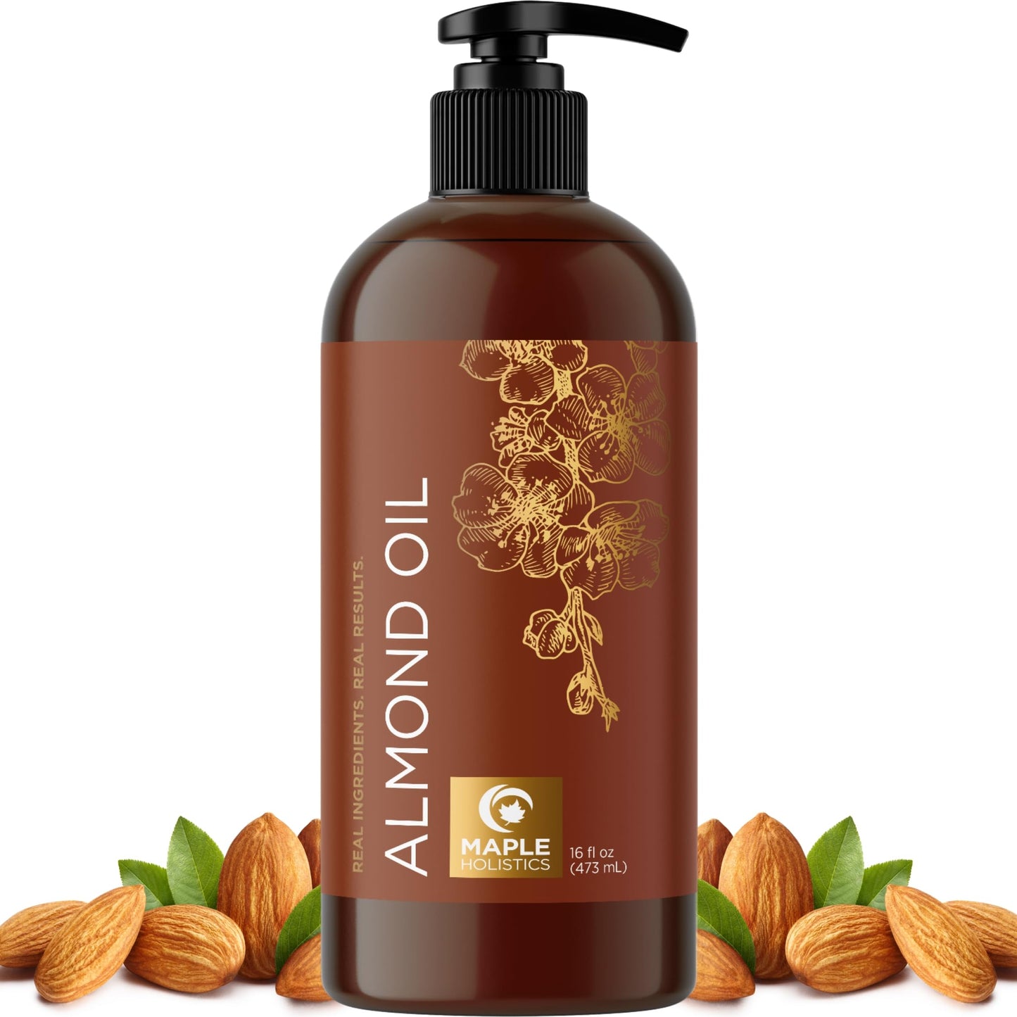Cold Pressed Sweet Almond Oil - Pure Carrier Oil for Skin, Hair & Nails