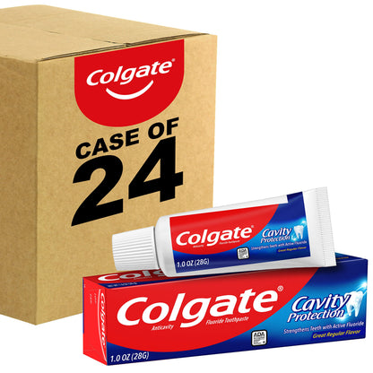Colgate Cavity Protection Toothpaste with Fluoride – 24 Pack, Minty Regular Flavor, 1 oz Tubes