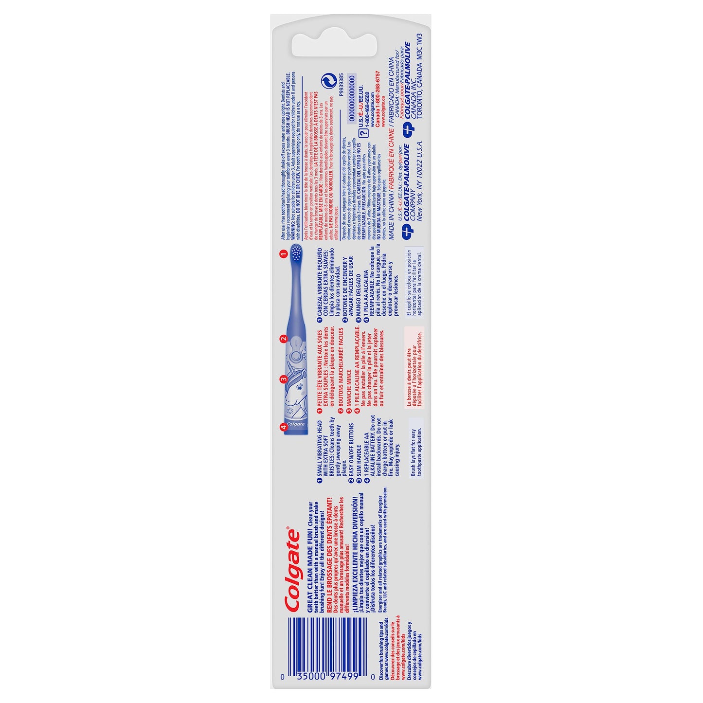 Colgate Kids Unicorn Battery Toothbrush – 3+ | Flat-Laying Handle