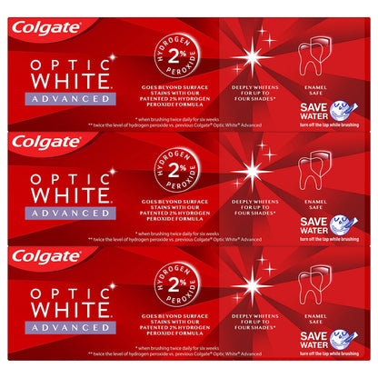 Colgate Optic White Advanced Vibrant Clean Toothpaste – 3.2 oz, 3-Pack