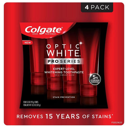 Colgate Optic White Pro Series Stain Shield Toothpaste 3.3 oz – Pack of 4