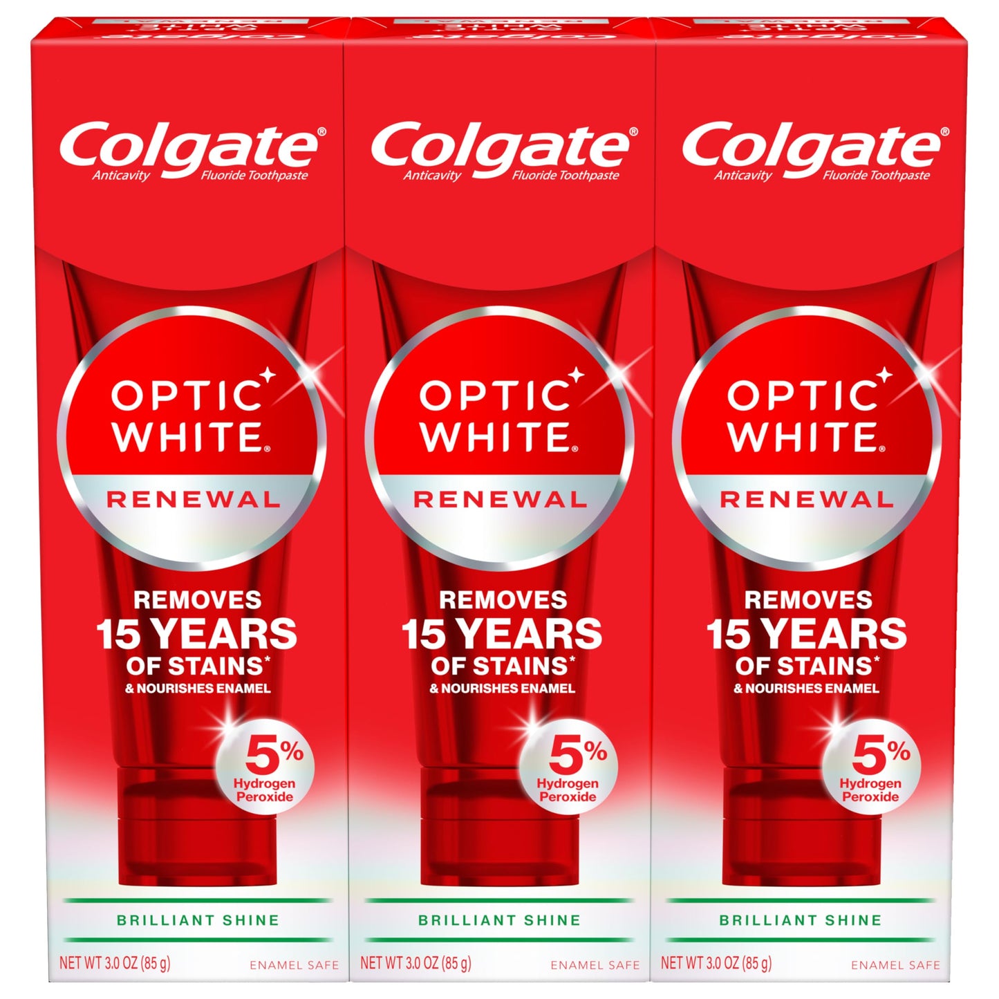 Colgate Optic White Renewal 3-Pack Toothpaste – Whitening, 3.0 oz