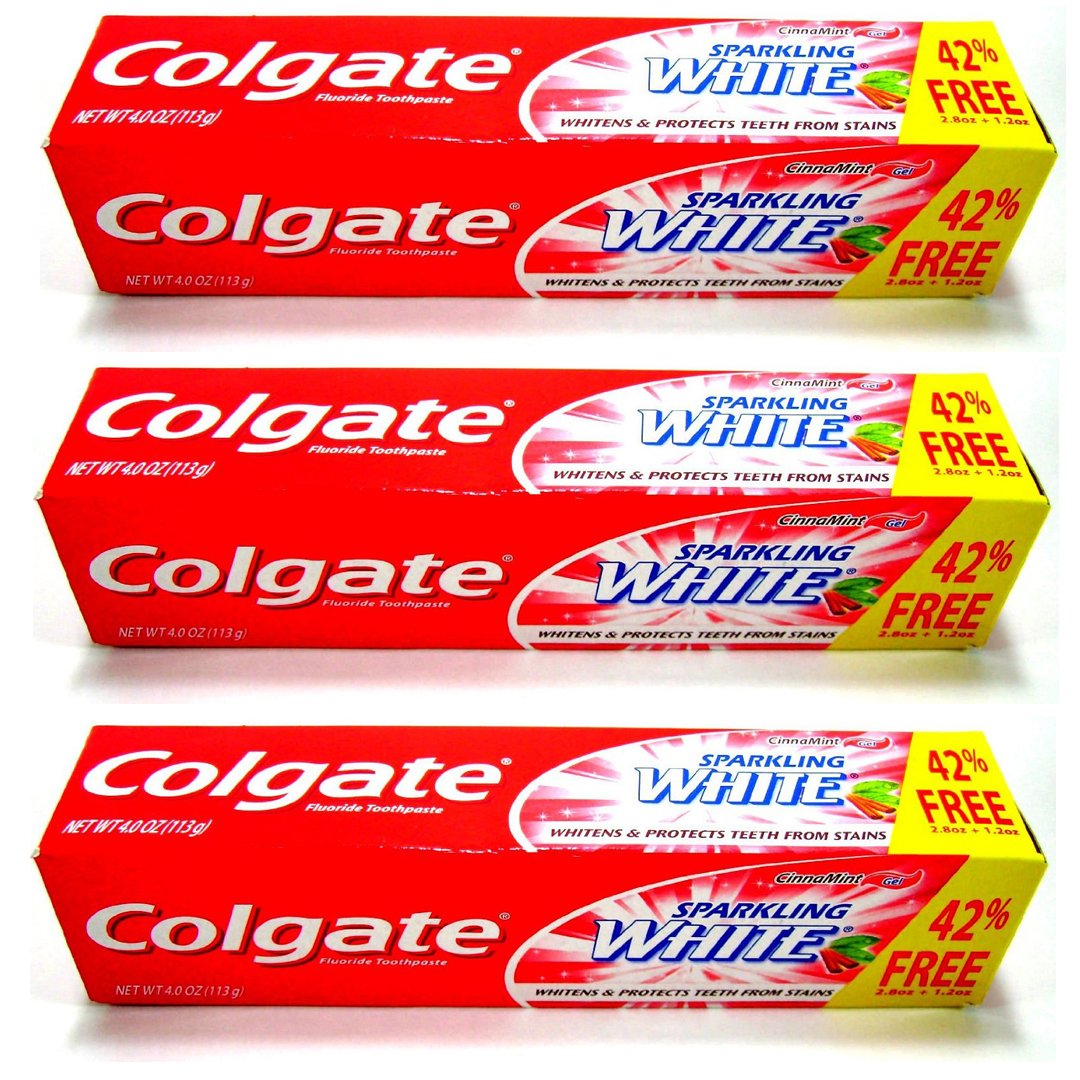 (Pack of 3) Colgate Sparkling White Cinnamint Gel Toothpaste 4 Oz