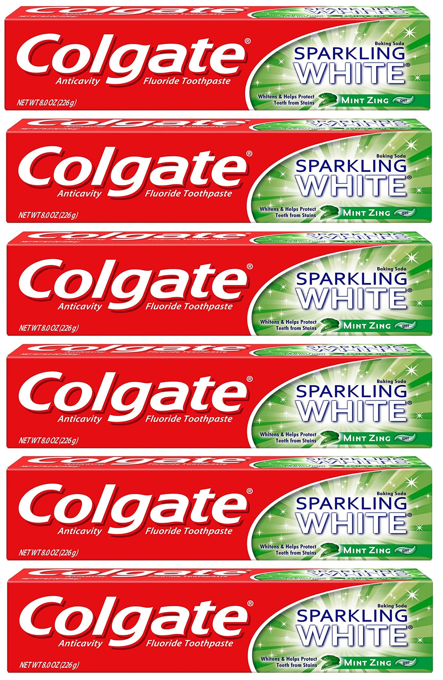 Colgate Sparkling White Whitening Toothpaste, Mint - 8 oz (6 Pack)