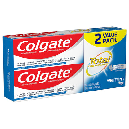 Colgate Total Whitening Toothpaste – 4.8 oz, 2 Count