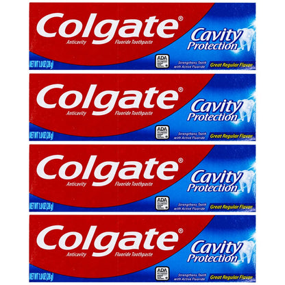 Colgate Cavity Protection Toothpaste - Regular Flavor, Travel Size 1 oz (28g) - Pack of 4