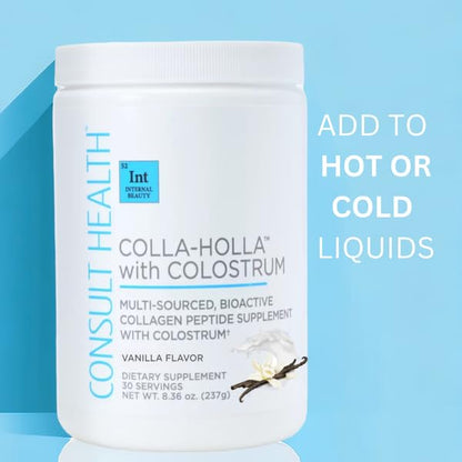 Colla-Holla with Colostrum Vanilla - Multi-Sourced Collagen Powder 8.36 oz