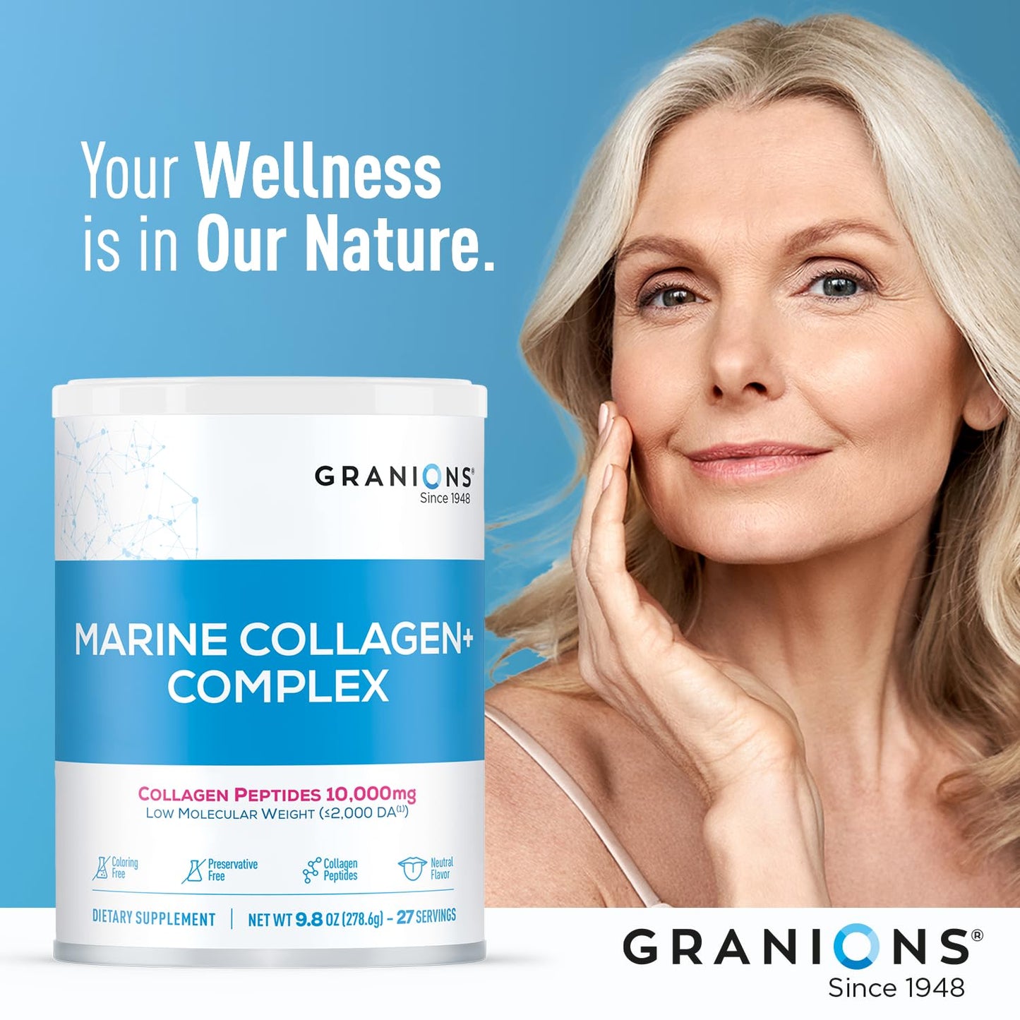 Marine Collagen Powder Unflavored - Type I Hydrolyzed Peptides + Acerola Vitamin C (9.8oz)