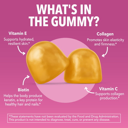 Collagen Gummies with Biotin (2500mcg) – Hair, Skin & Nails – Lemon, 30 Servings