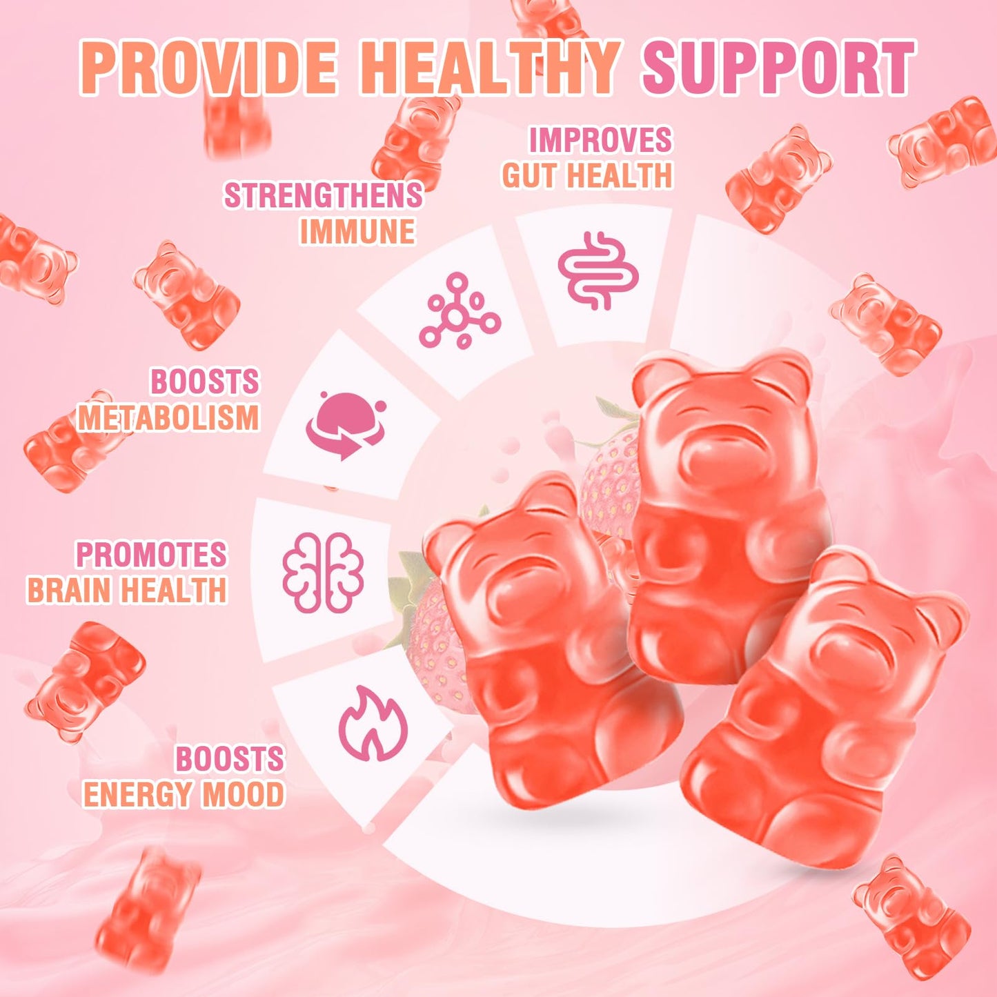 180 Count Collagen Gummies 2500mg – Biotin, Keratin, Hyaluronic Acid, Strawberry