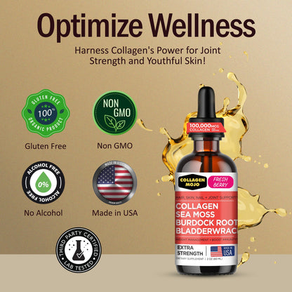 Collagen Mojo – Liquid Collagen for Women & Men | 100,000mcg, Hair, Skin, Nails, Joints