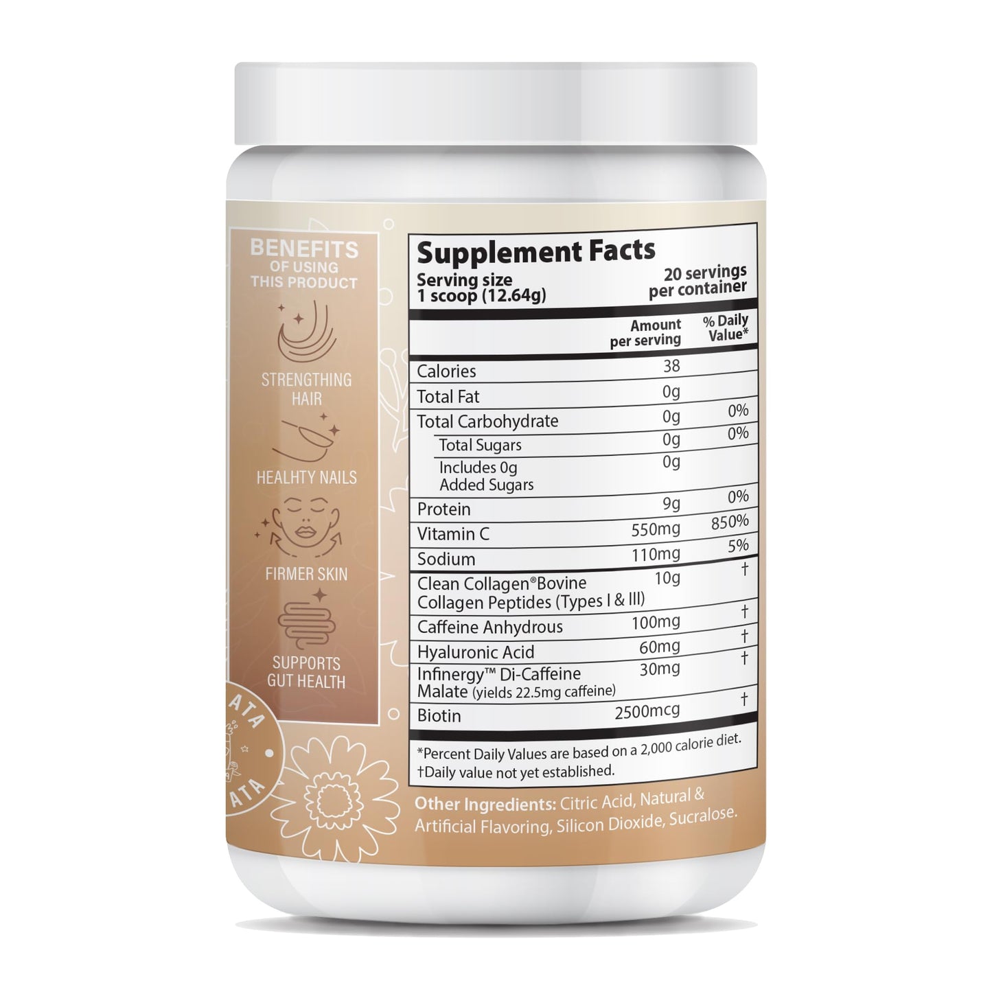 Collagen Peptide Energy Powder – Hair, Skin & Nails | Type I & III | Horchata 8.92 oz