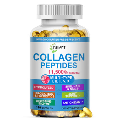 Collagen Peptides Softgels – Multi Collagen with Glucosamine, MSM, Biotin | Non-GMO