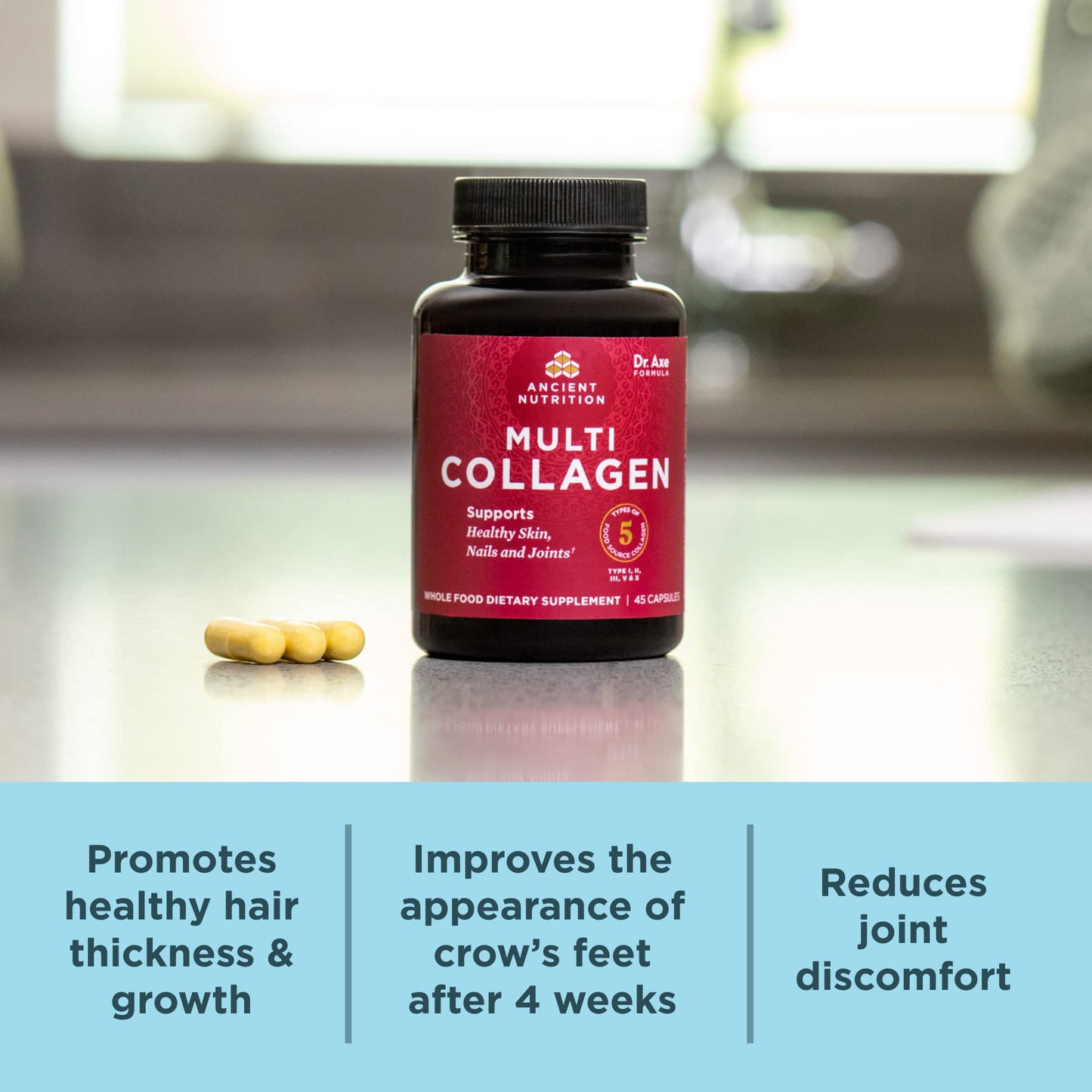 Ancient Nutrition Collagen Peptides Pills — Multi-Collagen (I, II, III, V, X) 90 Capsules
