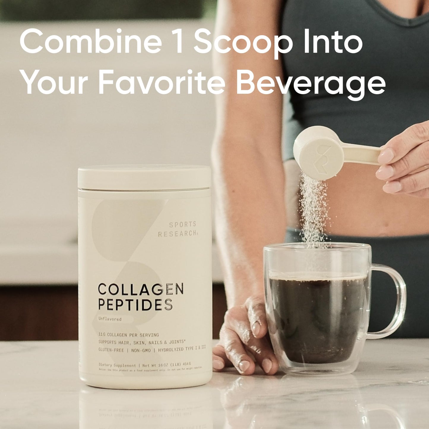 Sports Research Collagen Peptides – Hydrolyzed Type I & III Powder for Skin, Nails & Joints