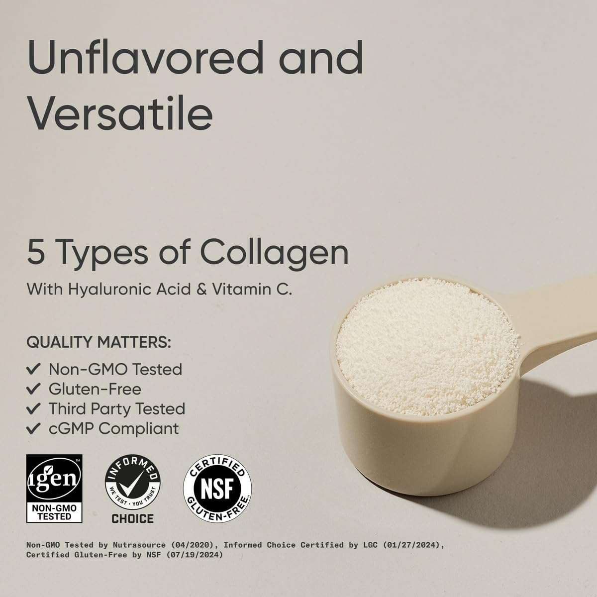 Sports Research® Multi Collagen Protein Powder – Food-Sourced Peptides (I, II, III, V, X) with Hyaluronic Acid & Vitamin C – Gluten Free, Non-GMO, 30 Servings (Unflavored)